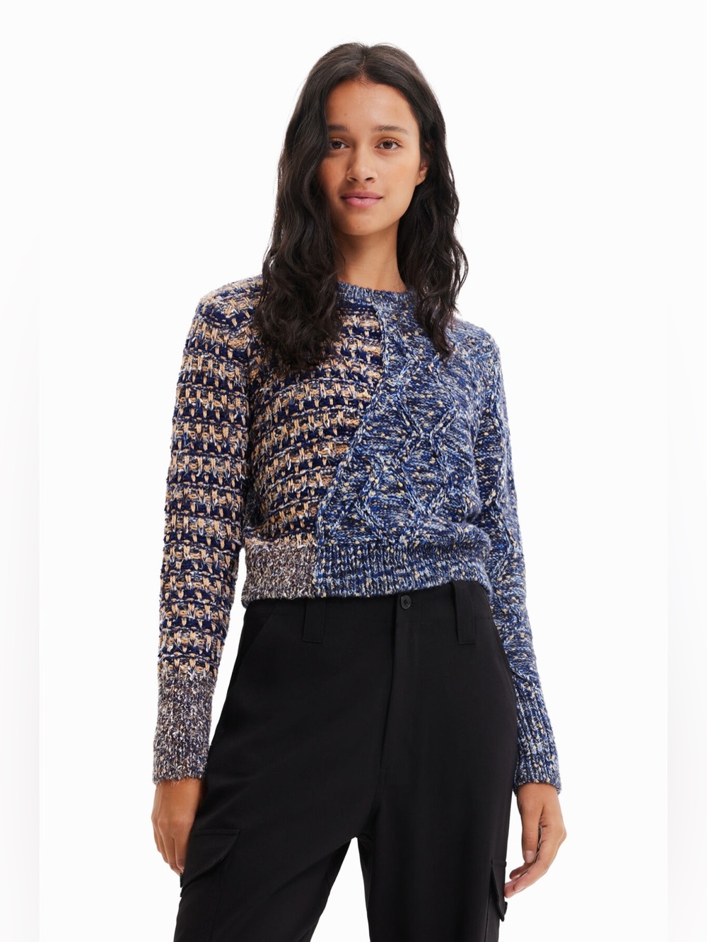 NWT- DESIGUAL TEXTURED LONG SLEEVE SWEATER